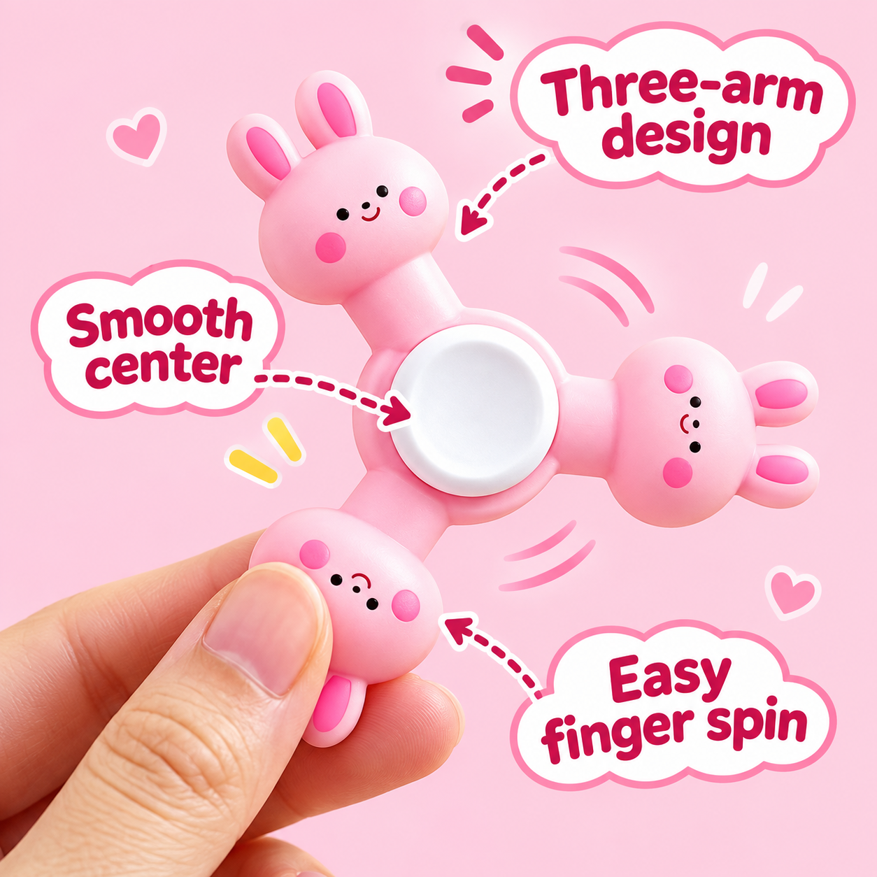Pink Bunny Spinner｜低反発スクイーズ・ストレス解消おもちゃ