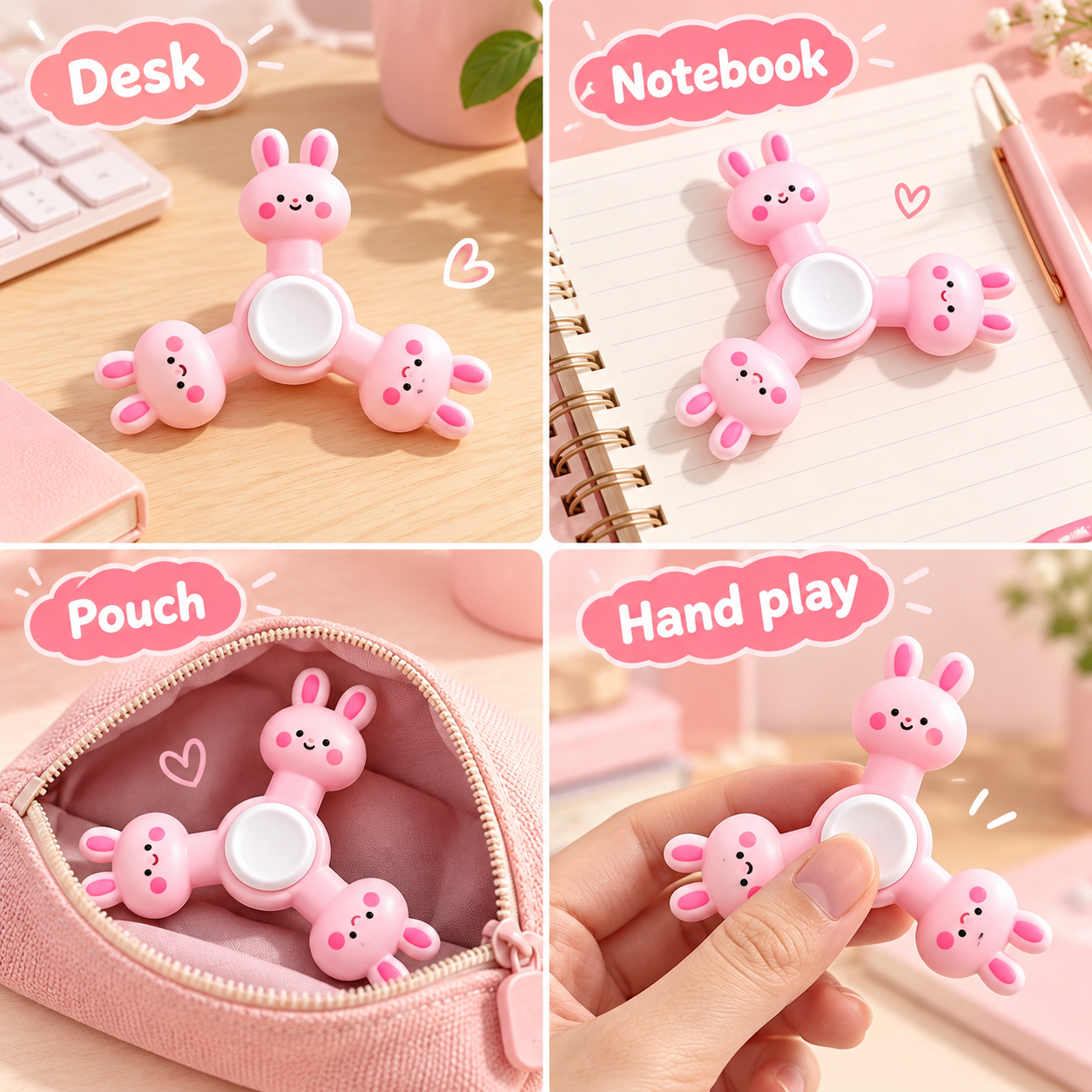Pink Bunny Spinner｜低反発スクイーズ・ストレス解消おもちゃ