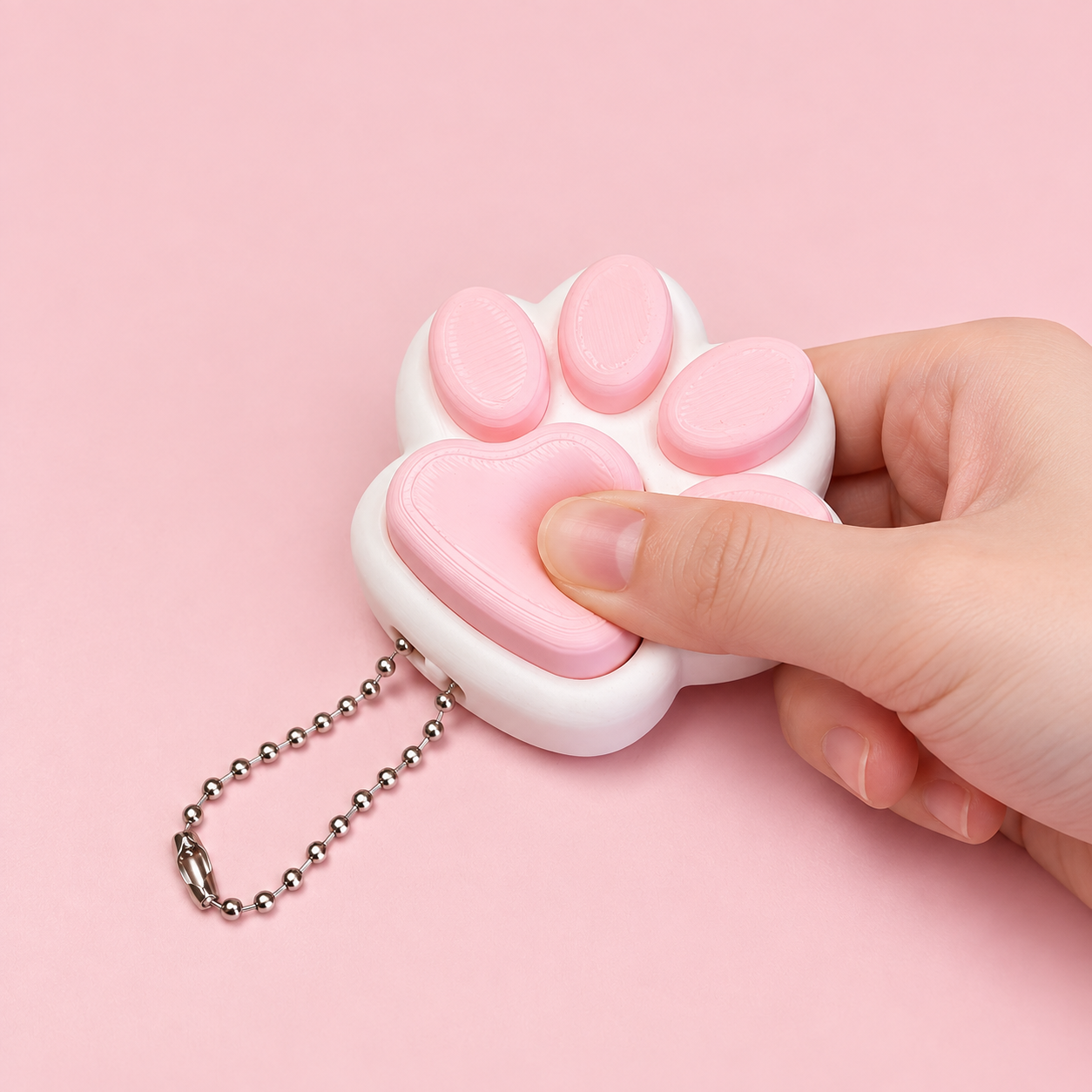 Pink Cat Paw Press Fidget Keychain