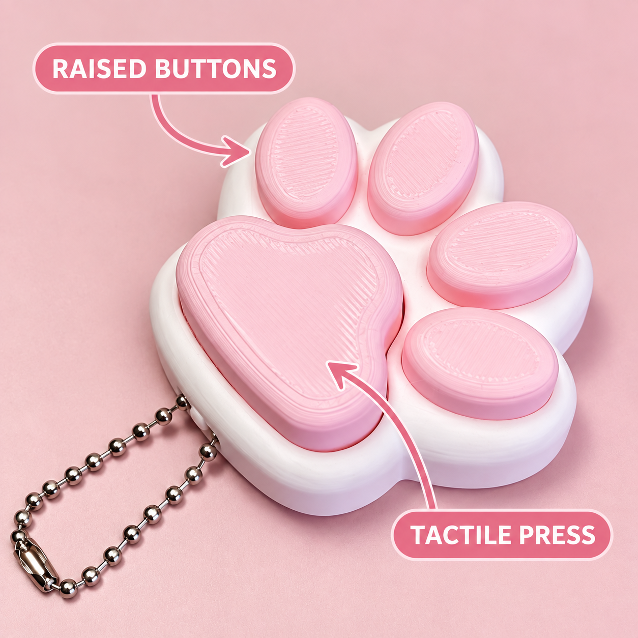 Pink Cat Paw Press Fidget Keychain（写真3枚目）