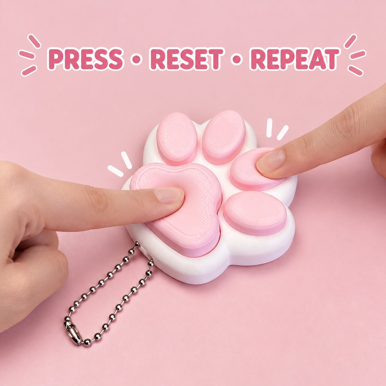 Pink Cat Paw Press Fidget Keychain（写真4枚目）
