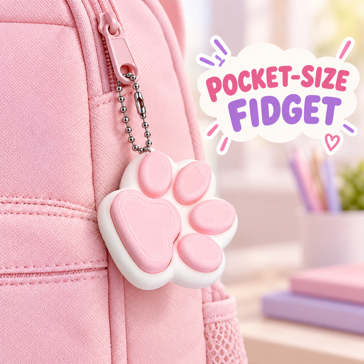 Pink Cat Paw Press Fidget Keychain（写真5枚目）