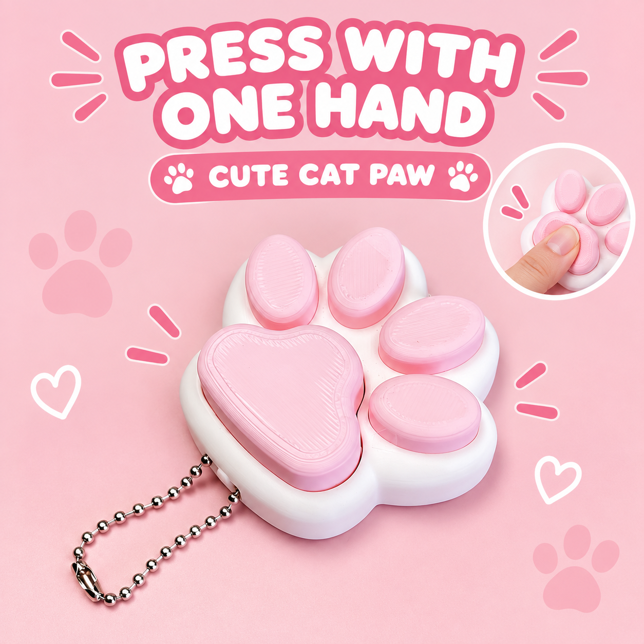 Pink Cat Paw Press Fidget Keychain（写真6枚目）