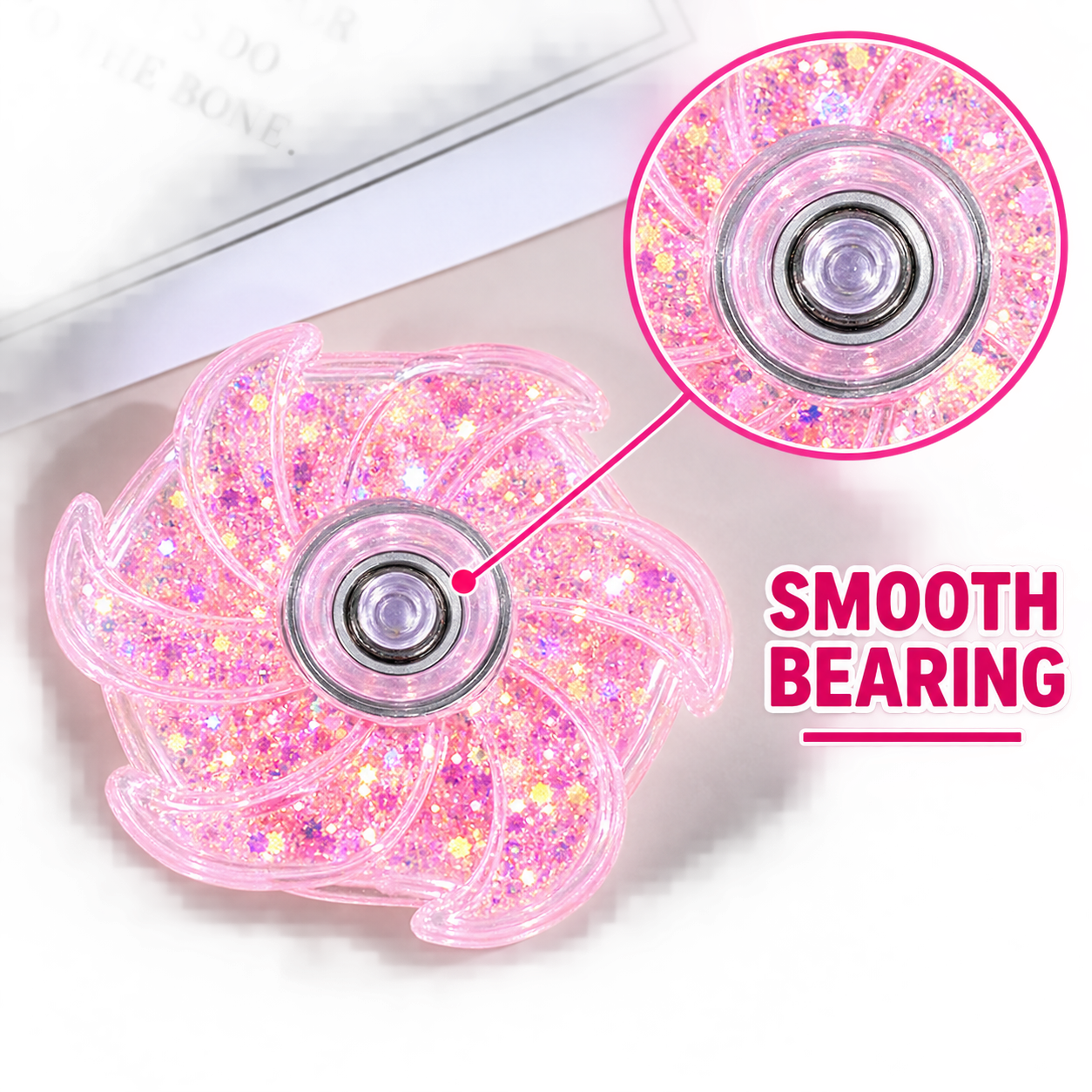 Pink petal glitter spinner image 4