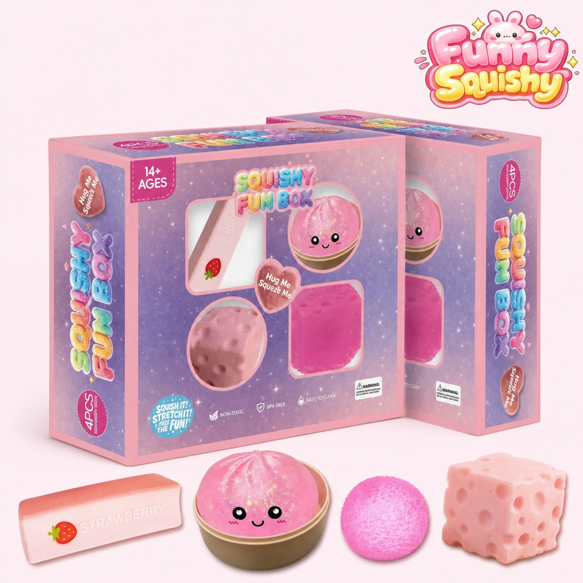 PINK SQUISHY FUN BOX – 4-PIECE MYSTERY SET foto