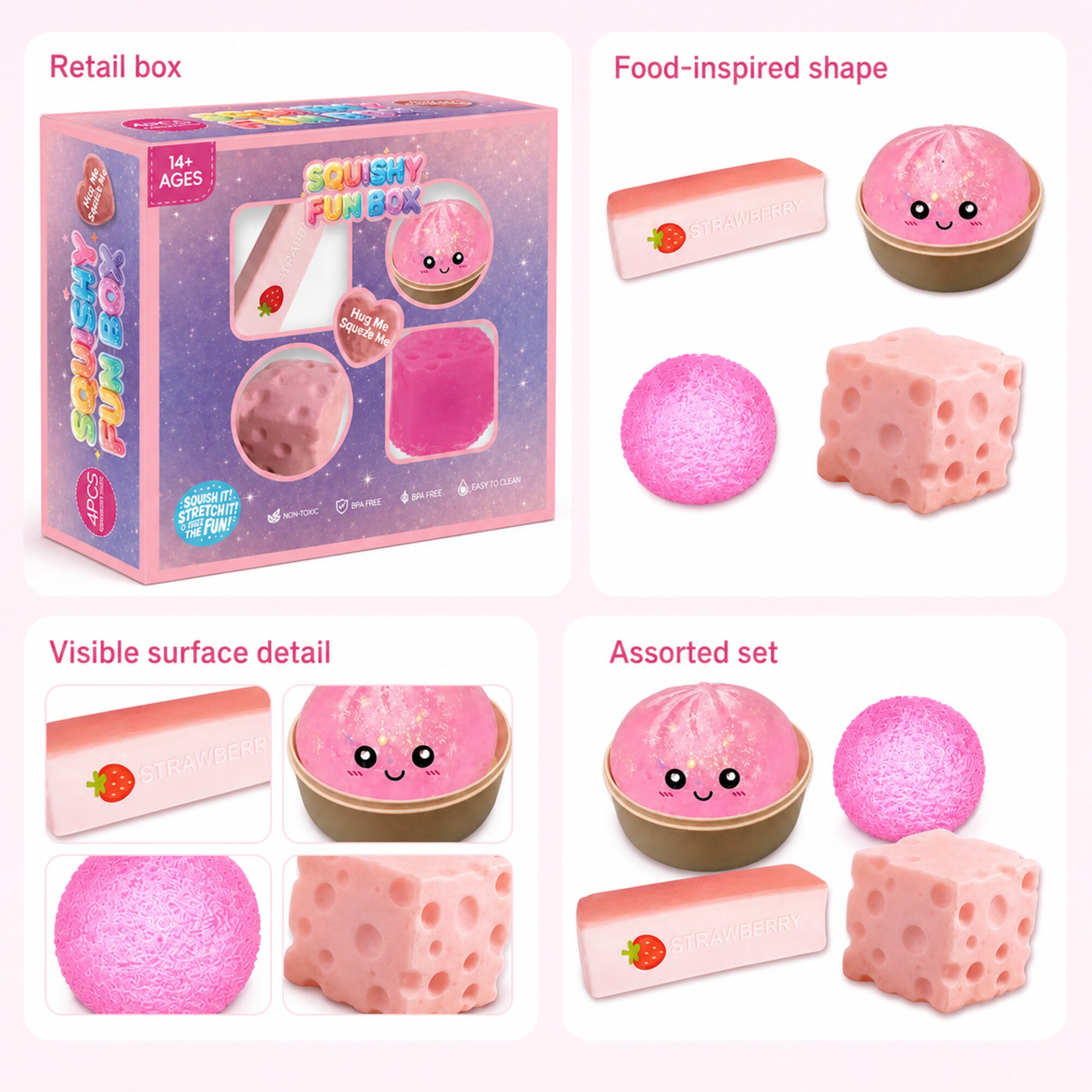 Pink Squishy Fun Box – 4-Piece Mystery Set (foto 4)