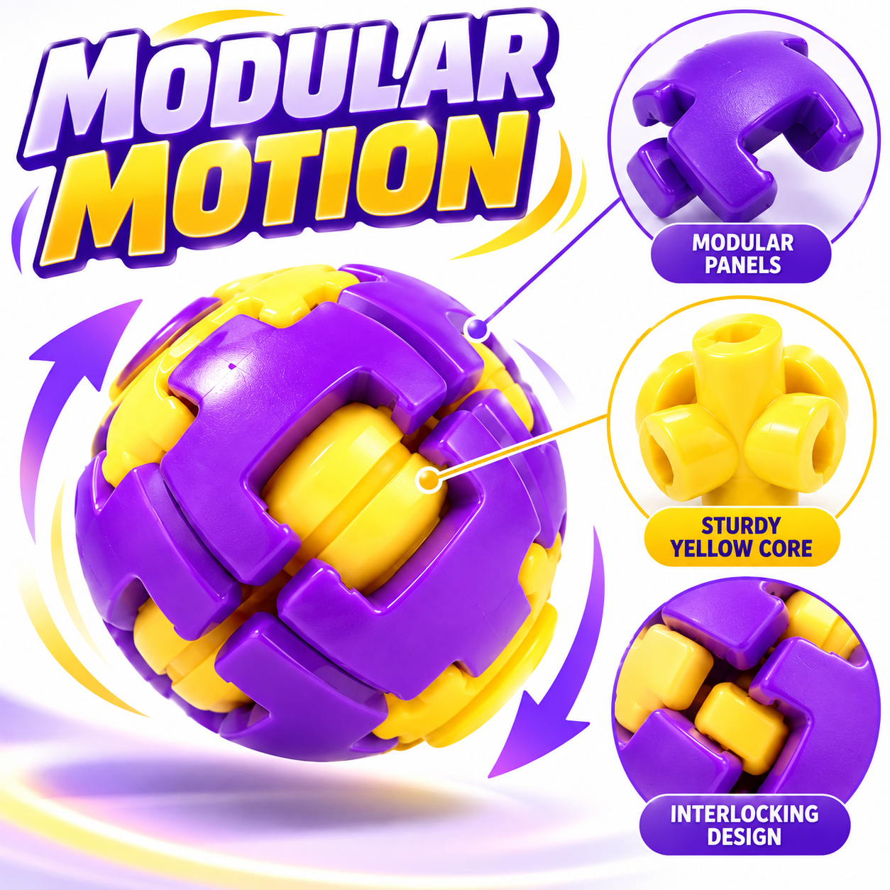 Purple yellow modular spin ball image 4