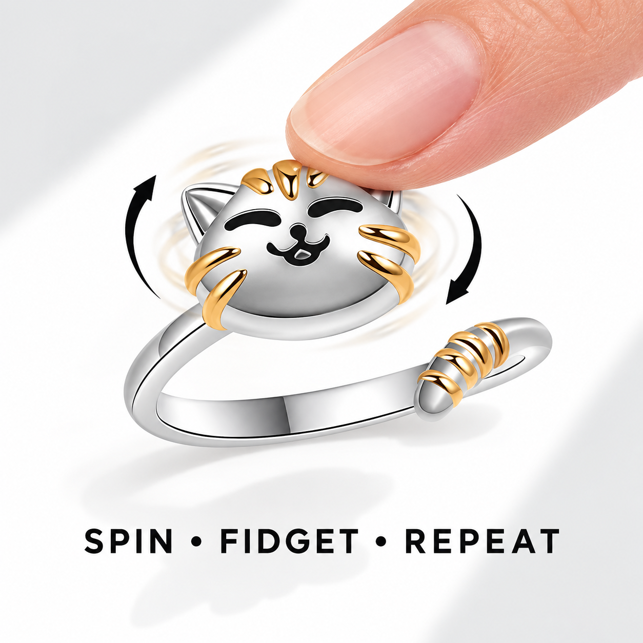 silver-cat-face-spinner-ring