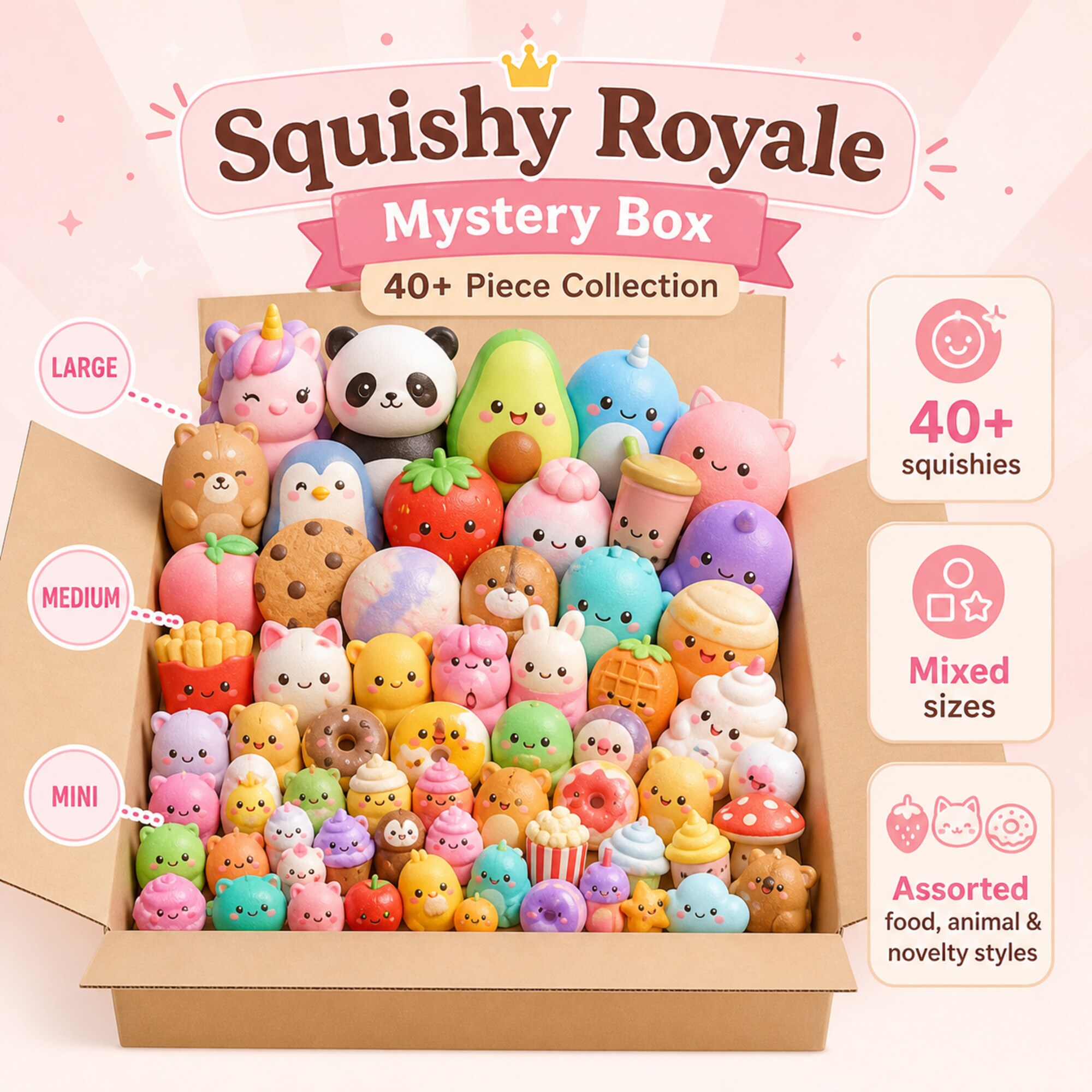 Squishy Royale Mystery Box – 40+ Piece Collection — алтернативен изглед