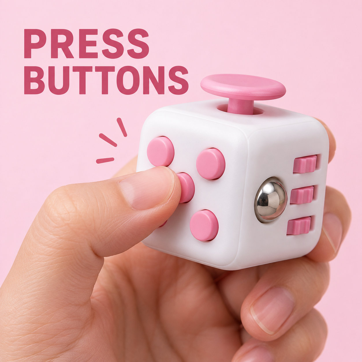 White & Pink Six-Sided Fidget Cube (Foto 2)