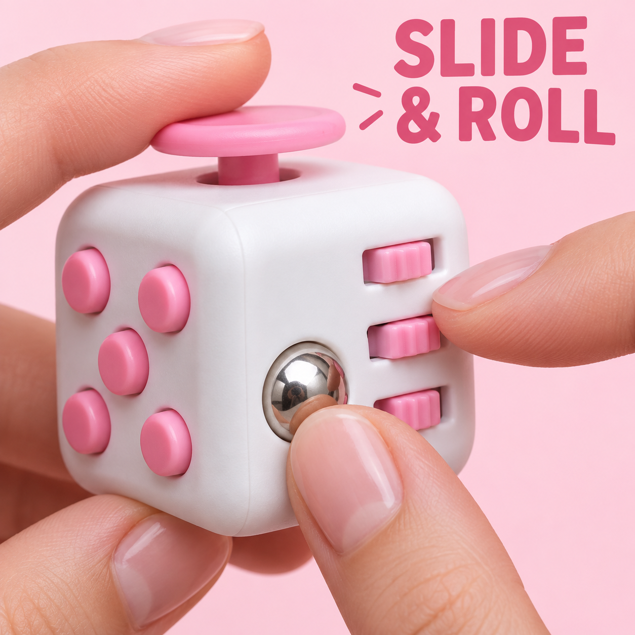 White & Pink Six-Sided Fidget Cube (Foto 3)