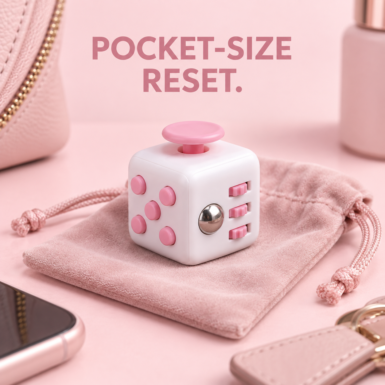 White & Pink Six-Sided Fidget Cube (Foto 6)