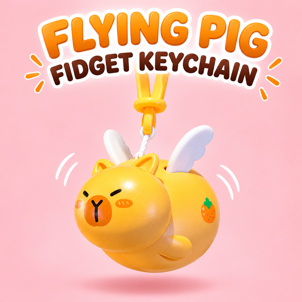 YELLOW FLYING PIG FIDGET KEYCHAIN Foto