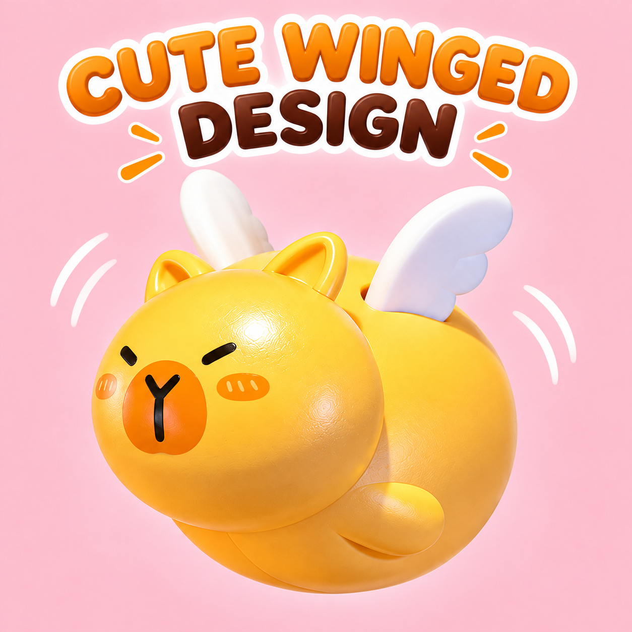 Yellow Flying Pig Fidget KeychainphotoSuffix