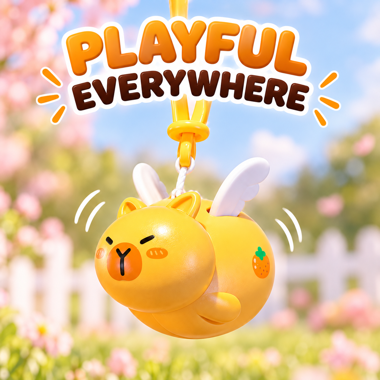 Yellow Flying Pig Fidget KeychainphotoSuffix