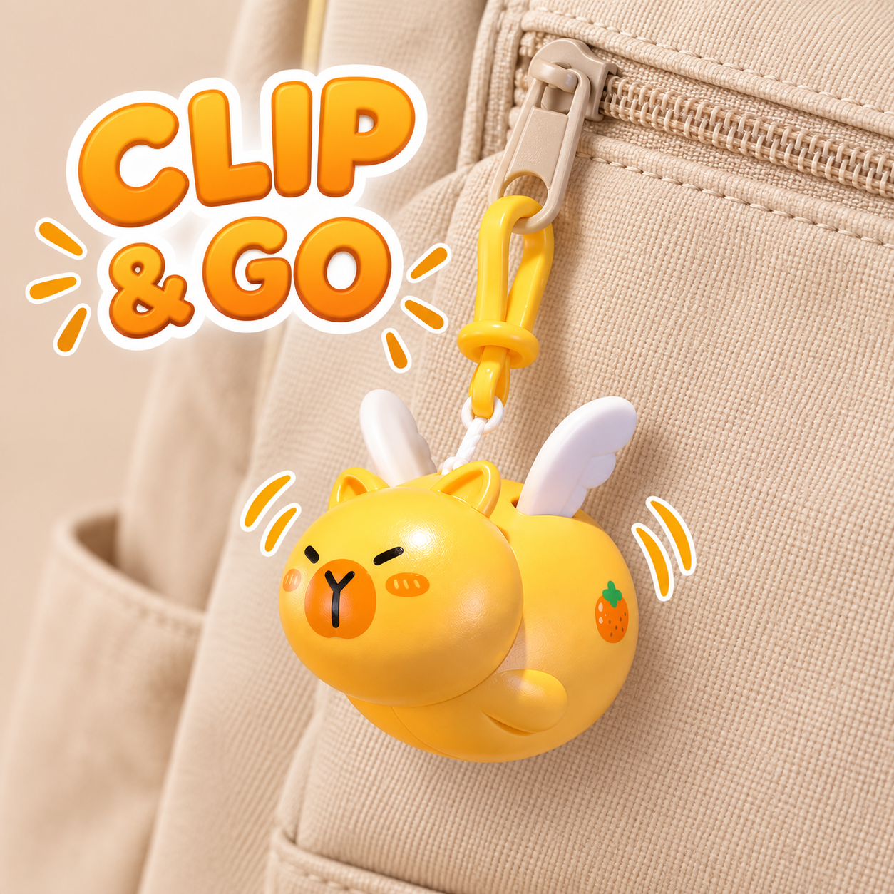 Yellow Flying Pig Fidget KeychainphotoSuffix